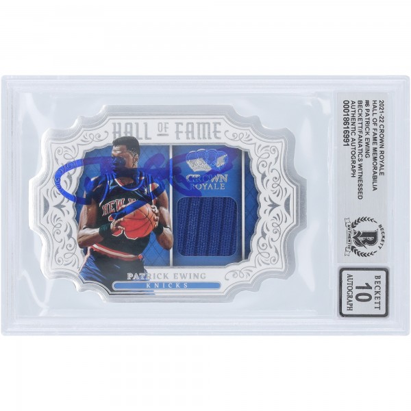 Patrick Ewing New York Knicks Autographed 2021-22 Panini Crown Royale Hall Of Fame Memorabilia Jersey Relic #HM-PEW Beckett Fanatics Witnessed Authenticated 10 Card