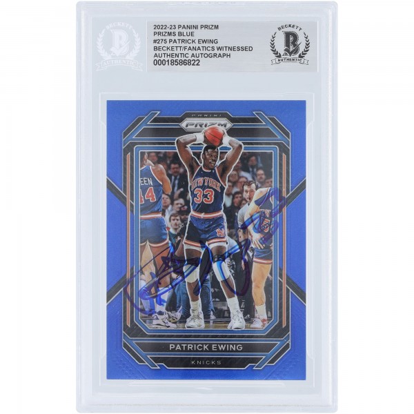 Patrick Ewing New York Knicks Autographed 2022-23 Panini Prizm Blue Prizm #275 #/199 Beckett Fanatics Witnessed Authenticated Card