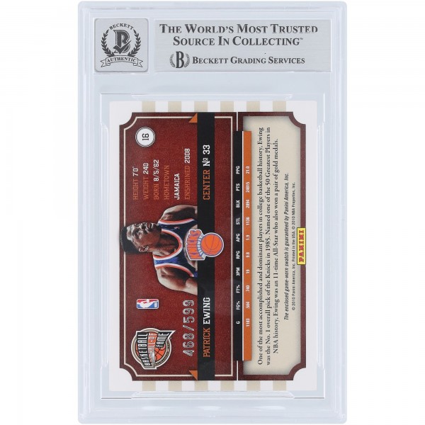 Patrick Ewing New York Knicks Autographed 2009-10 Panini Hall Of Fame Famed Fabric Jersey Relic #16 #/599 Beckett Fanatics Witnessed Authenticated 10 Card