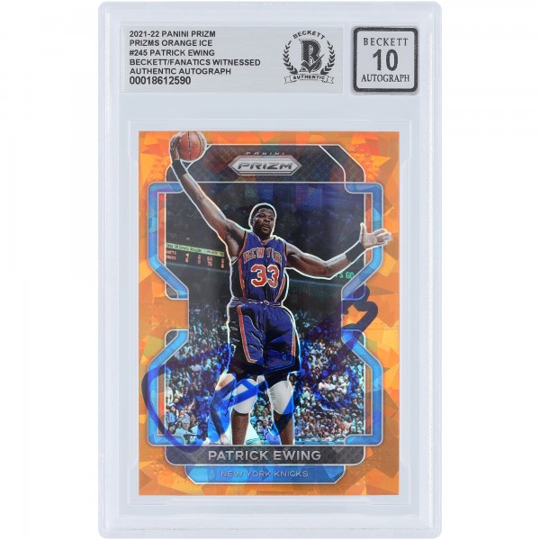 Patrick Ewing New York Knicks Autographed 2021-22 Panini Prizm Orange Ice Prizm #245 Beckett Fanatics Witnessed Authenticated 10 Card