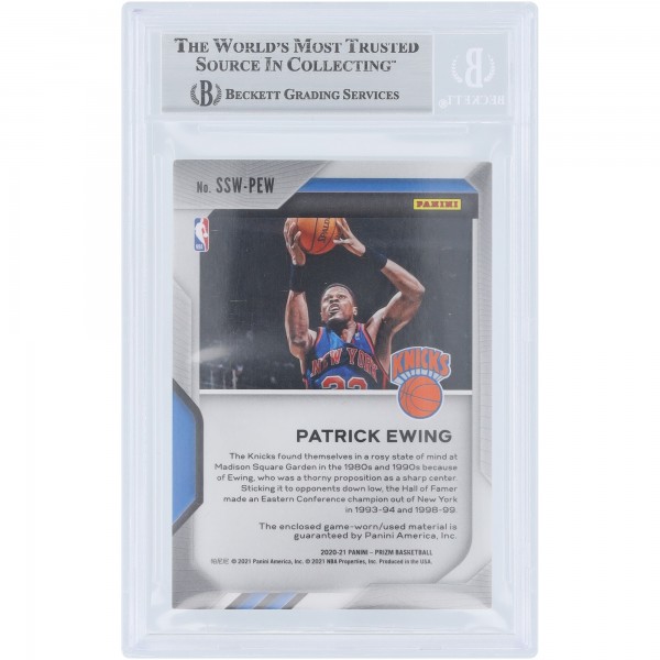 Patrick Ewing New York Knicks Autographed 2020-21 Panini Prizm Sensational Swatches Jersey Relic #SSW-PEW Beckett Fanatics Witnessed Authenticated Card