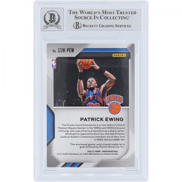 Patrick Ewing New York Knicks Autographed 2020-21 Panini Prizm Sensational Swatches Jersey Relic #SSW-PEW Beckett Fanatics Witnessed Authenticated 10 Card