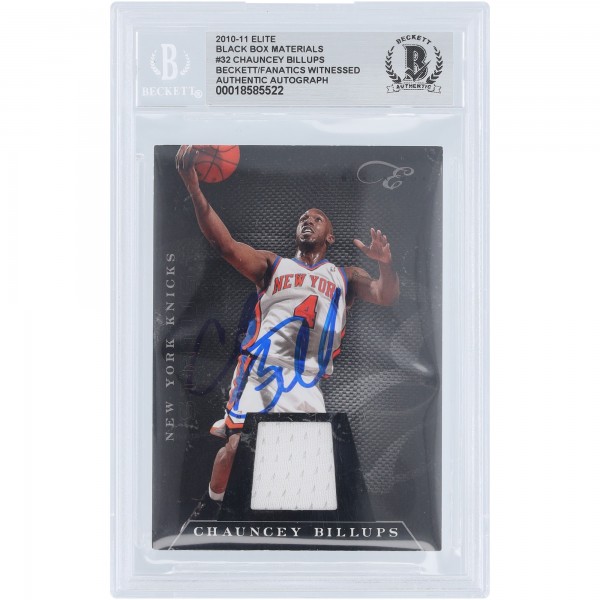 Chauncey Billups New York Knicks Autographed 2010-11 Panini Elite Black Box Materials Jersey Relic #32 #/99 Beckett Fanatics Witnessed Authenticated Card