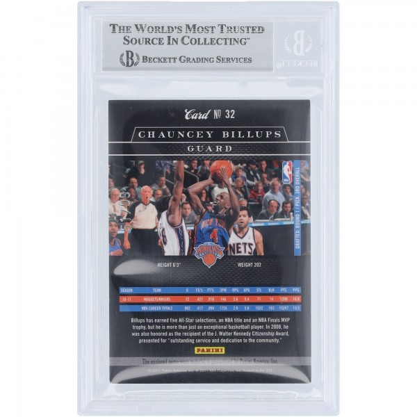 Chauncey Billups New York Knicks Autographed 2010-11 Panini Elite Black Box Materials Jersey Relic #32 #/99 Beckett Fanatics Witnessed Authenticated Card