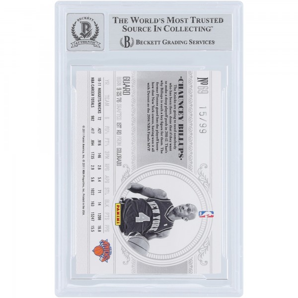 Chauncey Billups New York Knicks Autographed 2010-11 Panini National Treasures #69 #/99 Beckett Fanatics Witnessed Authenticated 10 Card