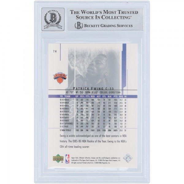 Patrick Ewing New York Knicks Autographed 2003-04 Upper Deck Ultimate Collection #74 #/750 Beckett Fanatics Witnessed Authenticated 9/10 Card