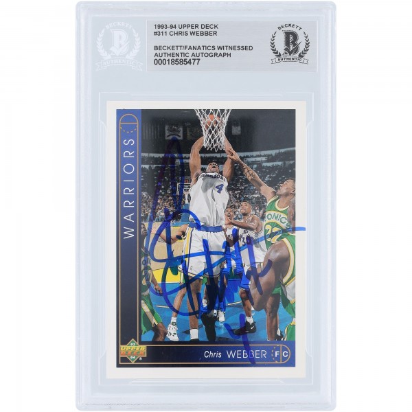 Chris Webber Golden State Warriors Autographed 1993-94 Upper Deck #311 Beckett Fanatics Witnessed Authenticated Rookie Card