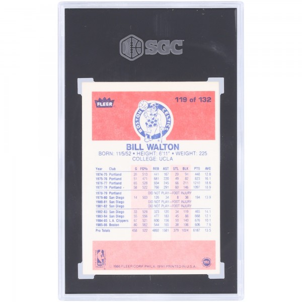 Bill Walton Boston Celtics 1986-87 Fleer #119 SGC Authenticated 7 Card