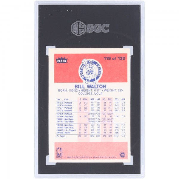 Bill Walton Boston Celtics 1986-87 Fleer #119 SGC Authenticated 7.5 Card