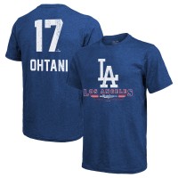 Футболка Los Angeles Dodgers Shohei Ohtani Majestic Threads Royal 2025 World Series Name & Number Tri-Blend