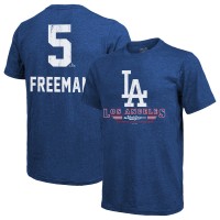 Футболка Los Angeles Dodgers Freddie Freeman Majestic Threads Royal 2025 World Series Name & Number Tri-Blend