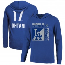 Los Angeles Dodgers Shohei Ohtani Majestic Threads Royal 2025 World Series Name & Number Lightweight Long Sleeve Hooded T-Shirt