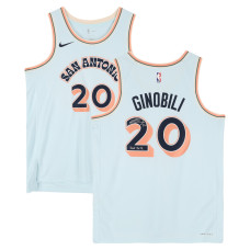 Джерси с автографом Manu Ginobili San Antonio Spurs Fanatics Authentic Light Blue Nike 2024-25 City Edition Swingman with 'HOF 2022 Inscription