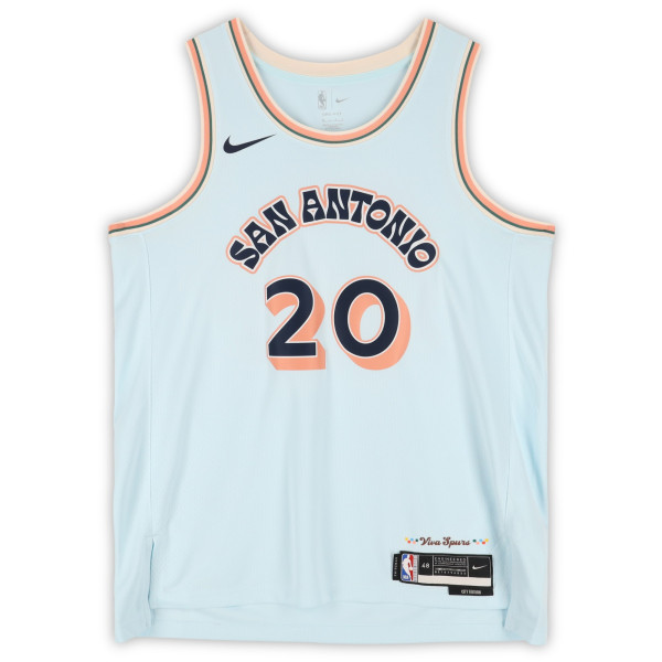 Джерси с автографом Manu Ginobili San Antonio Spurs Fanatics Authentic Light Blue Nike 2024-25 City Edition Swingman with 'HOF 2022 Inscription