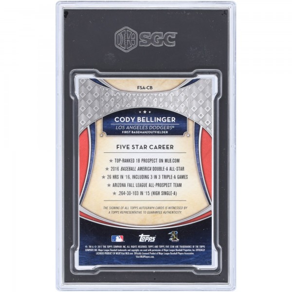 Cody Bellinger Los Angeles Dodgers Autographed 2017 Topps Five Star Blue #FSA-CB #7/25 SGC Authenticated 9 Rookie Card