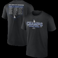 Футболка Los Angeles Dodgers Black 2025 National League Champions Bloop Single Roster
