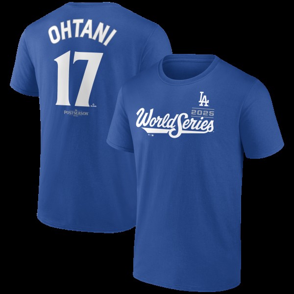 Los Angeles Dodgers Shohei Ohtani Royal 2025 World Series Name & Number T-Shirt