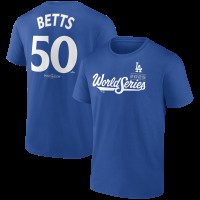 Los Angeles Dodgers Mookie Betts Royal 2025 World Series Name & Number T-Shirt