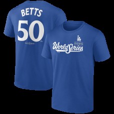 Los Angeles Dodgers Mookie Betts Royal 2025 World Series Name & Number T-Shirt
