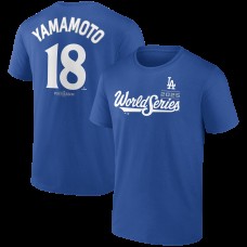 Los Angeles Dodgers Yoshinobu Yamamoto Royal 2025 World Series Name & Number T-Shirt