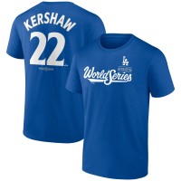 Los Angeles Dodgers Clayton Kershaw Royal 2025 World Series Name & Number T-Shirt