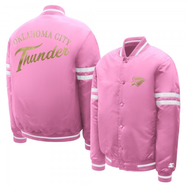 Куртка Подростковая Girls Oklahoma City Thunder Starter Pink Fashion Script Full-Snap Varsity