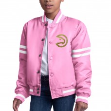 Подростковая Girls Atlanta Hawks Starter Pink Fashion Script Full-Snap Varsity Jacket