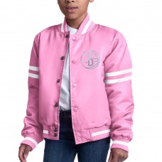 Подростковая Girls Brooklyn Nets Starter Pink Fashion Script Full-Snap Varsity Jacket