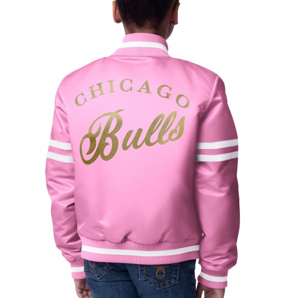 Подростковая Girls Chicago Bulls Starter Pink Fashion Script Full-Snap Varsity Jacket