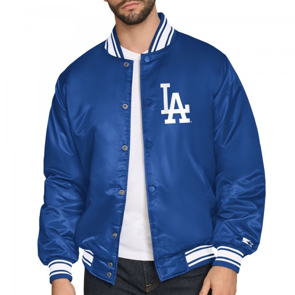 Los Angeles Dodgers Starter Royal Home Plate Printed Graphic Satin Full-Snap Varsity Jacket