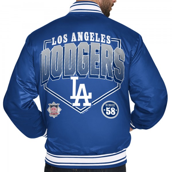 Los Angeles Dodgers Starter Royal Home Plate Printed Graphic Satin Full-Snap Varsity Jacket