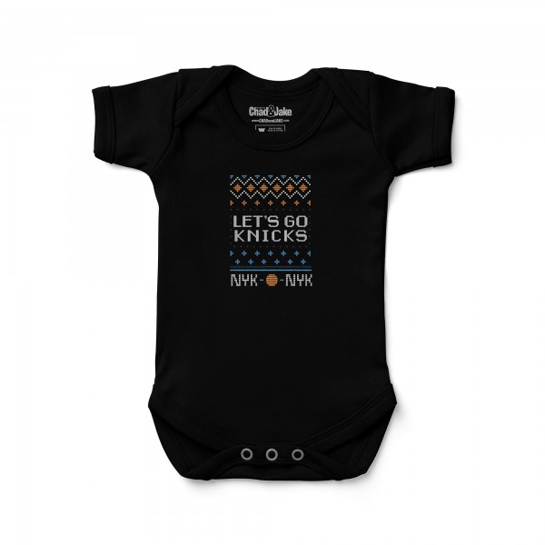 Newborn New York Knicks Chad & Jake Black X-mas Graphic Bodysuit