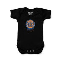 Newborn New York Knicks Chad & Jake Black Drippy Logo Graphic Bodysuit