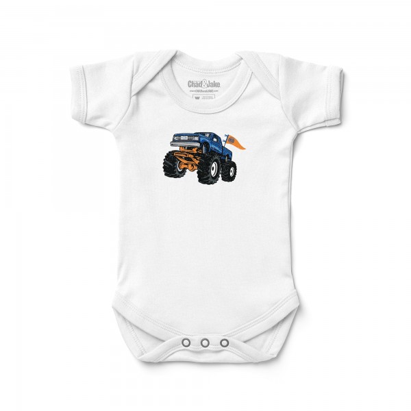 Newborn New York Knicks Chad & Jake White Monster Truck Graphic Bodysuit