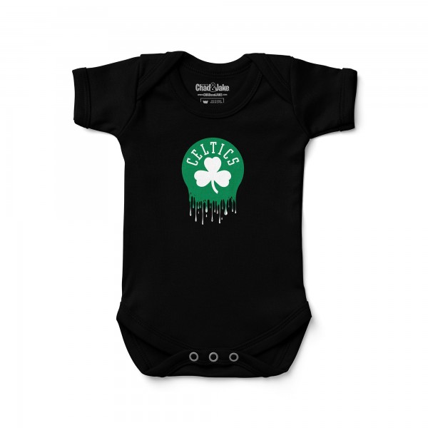 Newborn Boston Celtics Chad & Jake Black Drippy Logo Graphic Bodysuit