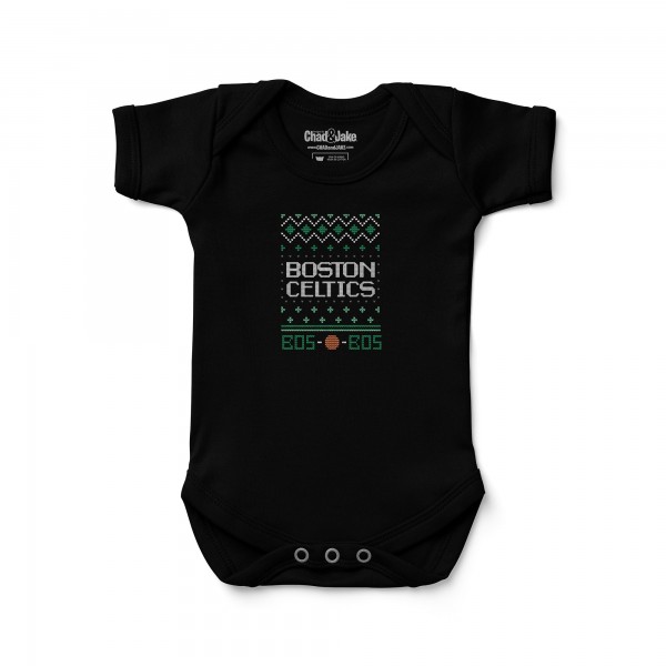 Newborn Boston Celtics Chad & Jake Black X-mas Graphic Bodysuit
