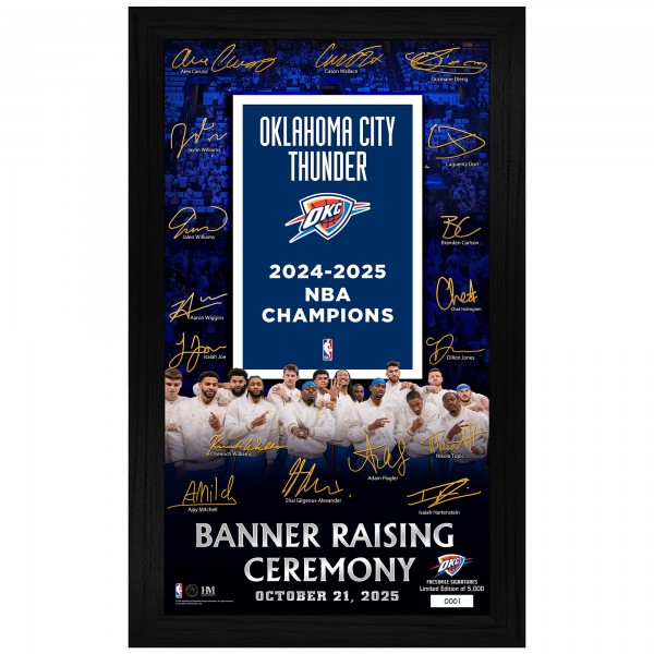 Oklahoma City Thunder Highland Mint 2025 NBA Finals Champions Banner Raising Ceremony 12x 20 Signature Frame