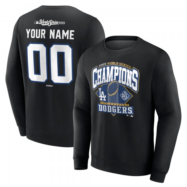 Los Angeles Dodgers Black 2025 World Series Champions Custom Name & Number Fleece Sweatshirt
