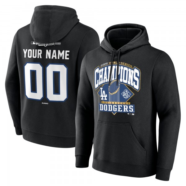 Los Angeles Dodgers Black 2025 World Series Champions Custom Name & Number Hoodie