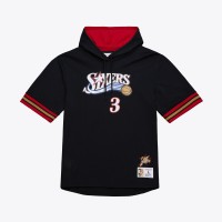 Philadelphia 76ers Allen Iverson Mitchell & Ness Black Mesh Name & Number Short Sleeve Hoodie