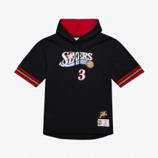 Philadelphia 76ers Allen Iverson Mitchell & Ness Black Mesh Name & Number Short Sleeve Hoodie