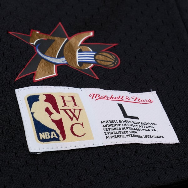 Philadelphia 76ers Allen Iverson Mitchell & Ness Black Mesh Name & Number Short Sleeve Hoodie