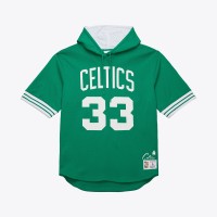 Boston Celtics Larry Bird Mitchell & Ness Kelly Green Mesh Name & Number Short Sleeve Hoodie