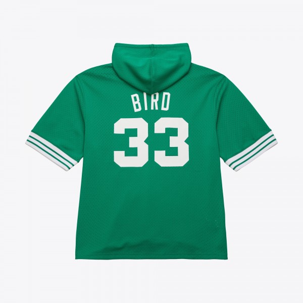 Boston Celtics Larry Bird Mitchell & Ness Kelly Green Mesh Name & Number Short Sleeve Hoodie