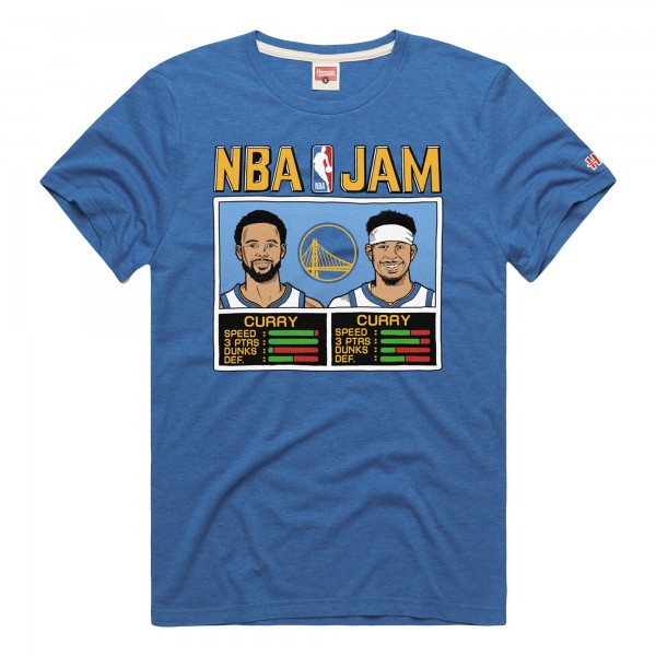 Golden State Warriors Stephen Curry & Seth Curry Homage Royal NBA Jam Tri-Blend T-Shirt