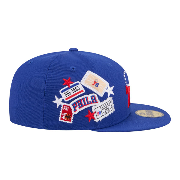 Бейсболка Philadelphia 76ers New Era Royal Team Collage 59FIFTY