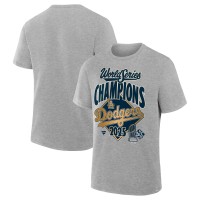 Los Angeles Dodgers Fanatics Heather Gray 2025 World Series Champions Locker Room Replica T-Shirt