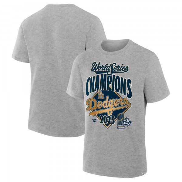 Los Angeles Dodgers Fanatics Heather Gray 2025 World Series Champions Locker Room Replica T-Shirt