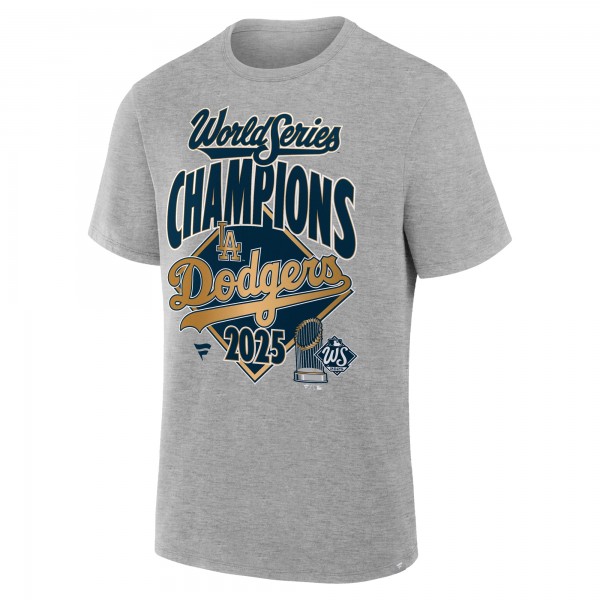 Los Angeles Dodgers Fanatics Heather Gray 2025 World Series Champions Locker Room Replica T-Shirt