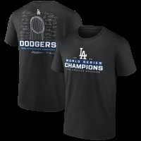 Los Angeles Dodgers Black 2025 World Series Champions Signature Roster T-Shirt